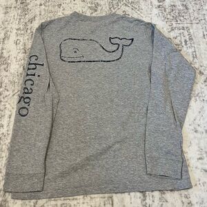 Boys Vineyard Vines Gray Whale Long Sleeve Tee Size L/16 VGUC Chicago Sleeve